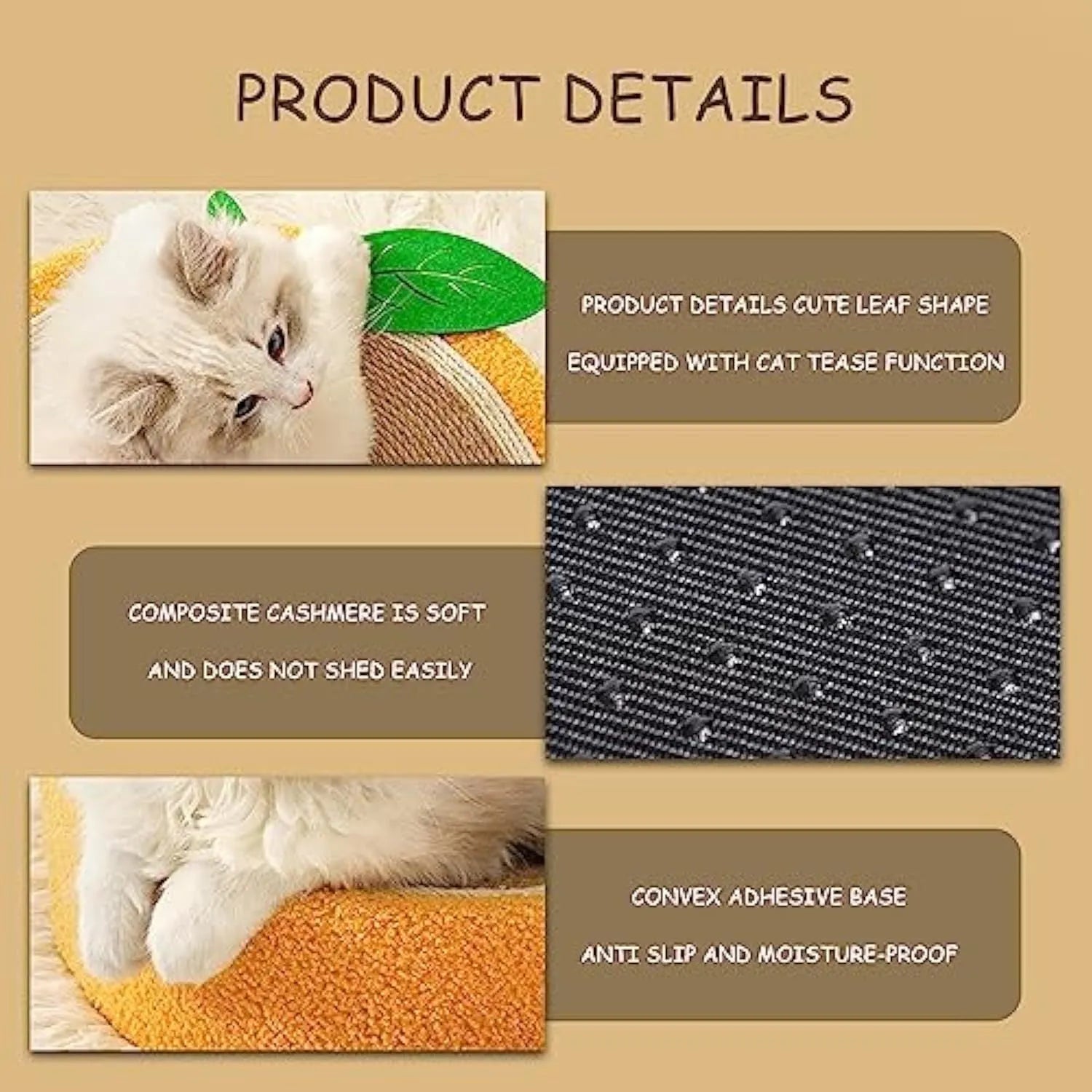Yellow round cat scratching board and bed with sisal surface for small breed cats.