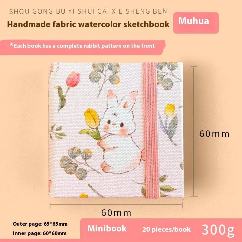 Feiluniao handmade fabric watercolour notebook with cotton paper, 185mm long, shown in a cover design option.