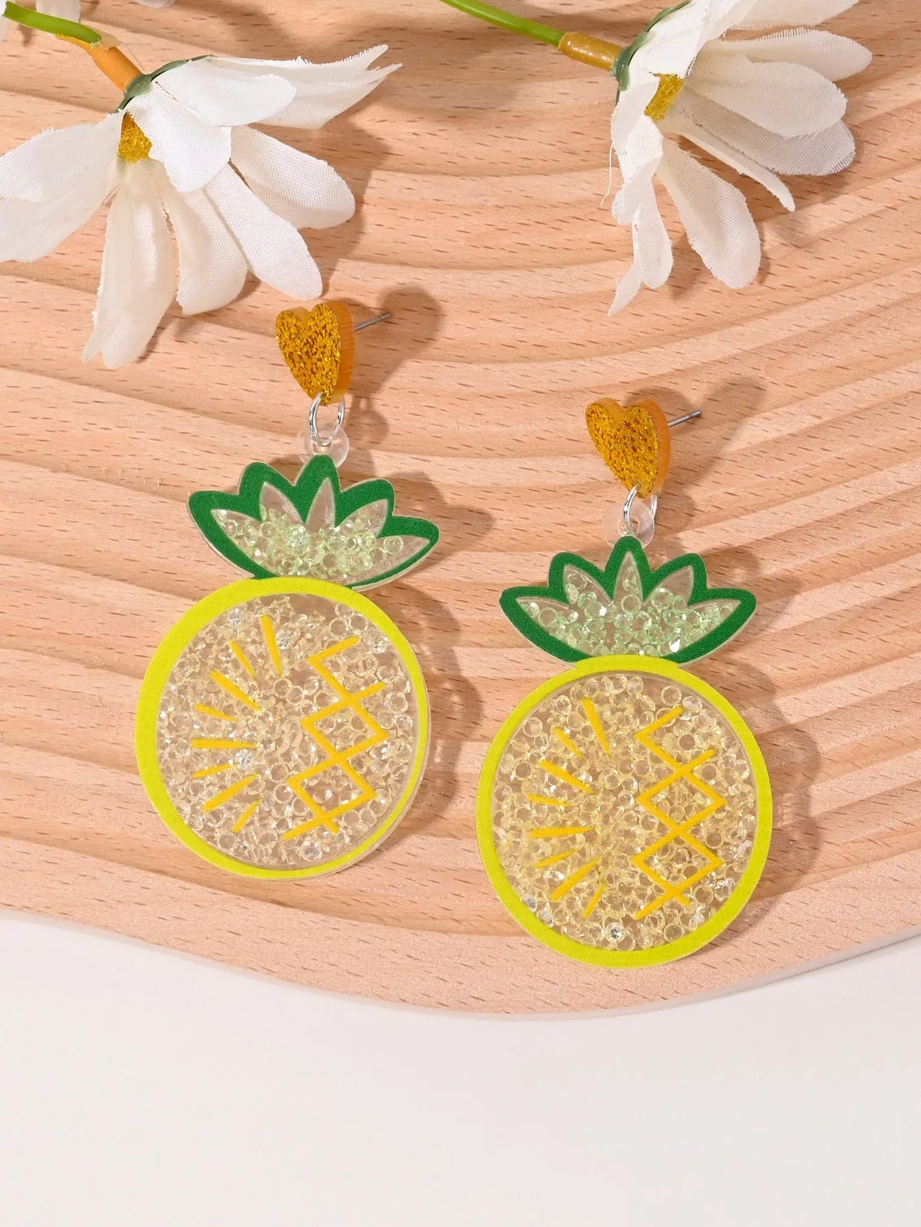 Acrylic fruit and dessert earrings for women with cherry strawberry watermelon pineapple designs