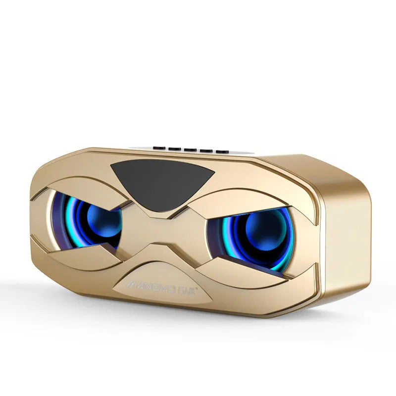 Bluetooth subwoofer small speaker with colourful light, plastic housing, gold colour option