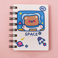 Astronaut series flipped pocket notebook in 10.5 by 8 cm size showing four cover colour options.