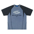 Men's blue hip hop letter print T-shirt with raglan sleeves, loose fit casual top