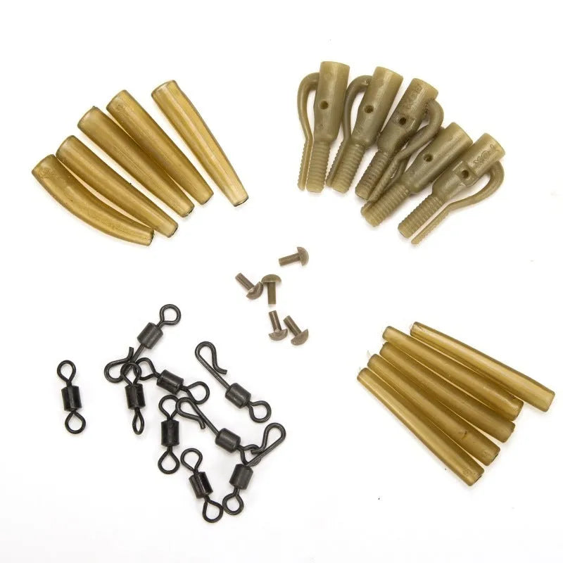 30 piece European carp fishing accessory set card with pipes, hoses, rotation pieces, and screws.