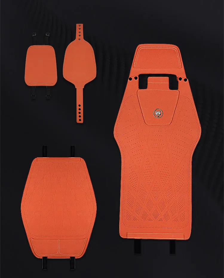 Tailored ultra thin leather car seat cover with gradient hole design on a car seat.