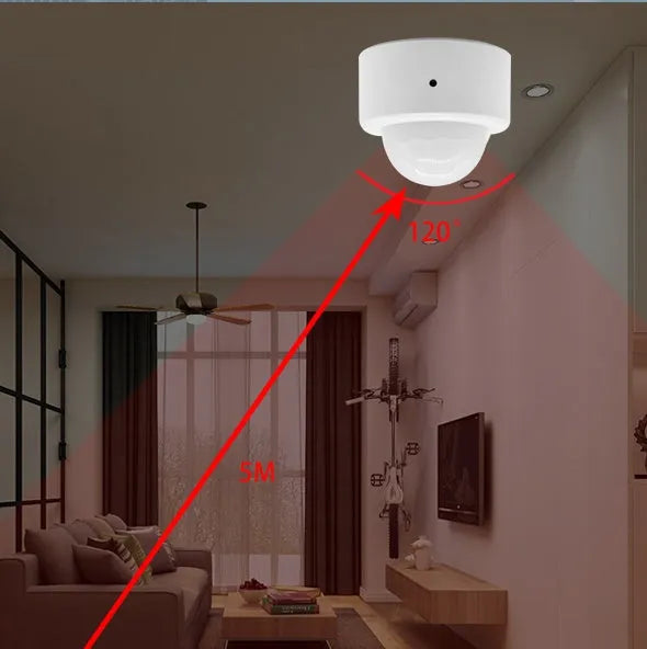 White wireless infrared body motion sensor with compact 33mm design and ZigBee connectivity