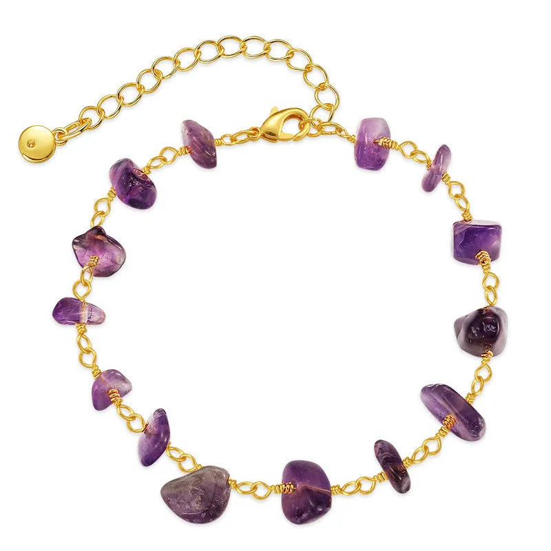 Women's geometric bracelet with irregular natural gravel stones in turquoise blue on 18K gold-plated copper