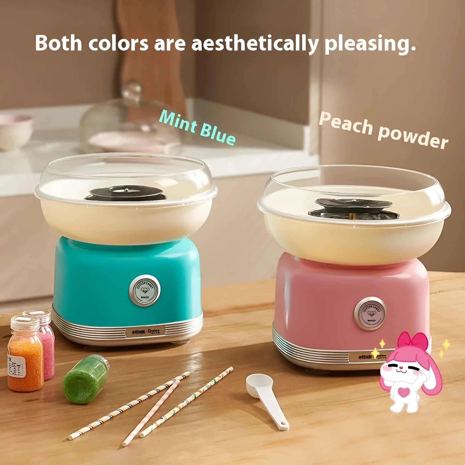 Pink children's household electric mini cotton candy making machine with stainless steel bowl and UK plug