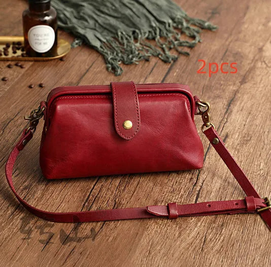 Leather pillow shape purse in yellow with cover opening compact 22x12x6cm size