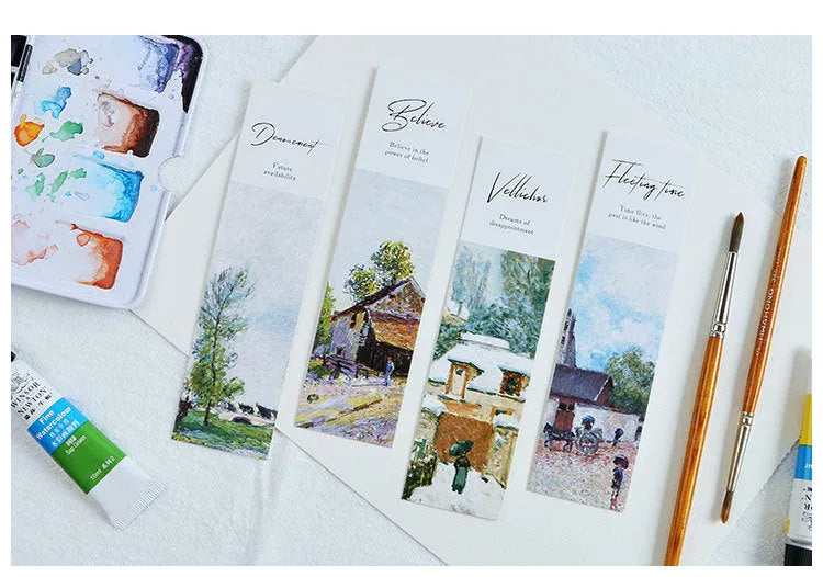 Pack of 30 thick cardboard bookmarks with various designs including Phantom of the Opera, each 40mm by 150mm.