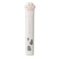 Set of four mini folding scissors with cat paw design in black, blue, pink, and white colours on a plain surface.