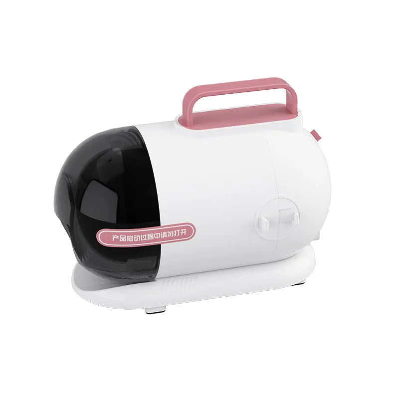 Pink and white pet grooming vacuum cleaner with electric shaver attachment and 1.4 metre hose