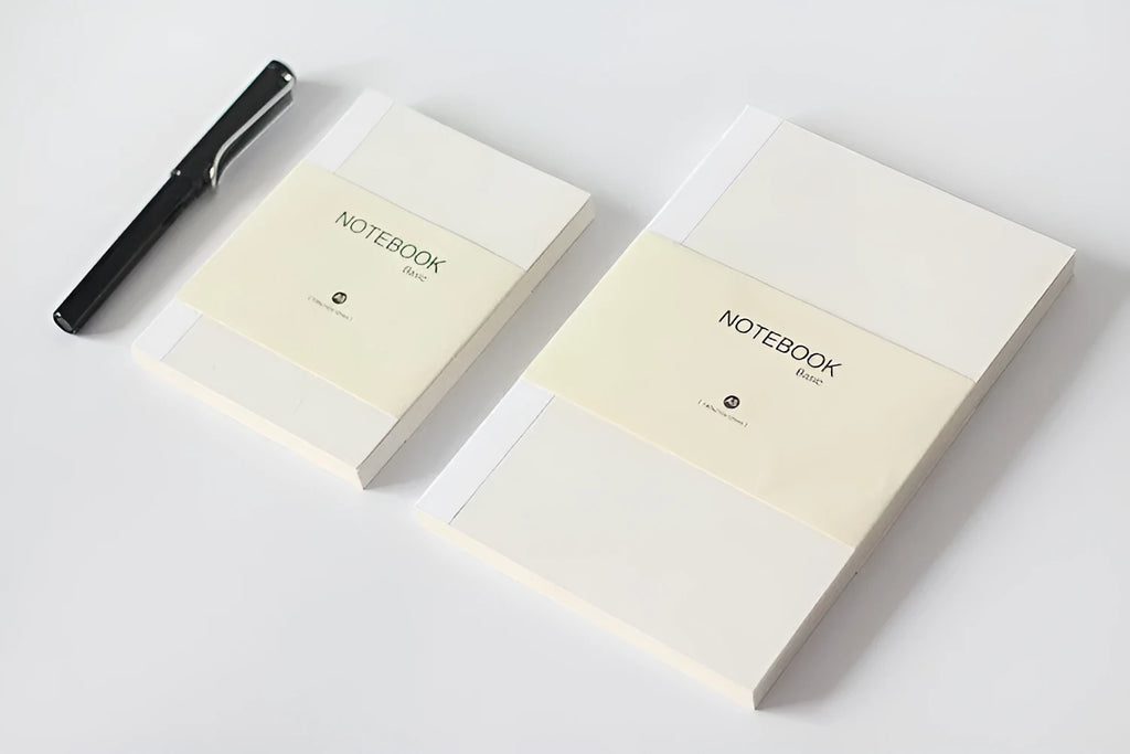 Basic fixed page refill diary showing blank, checkered, and lined page style options.