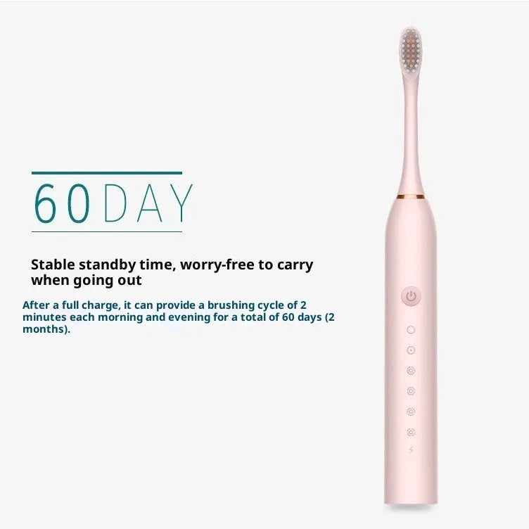 Rechargeable soft-bristle electric toothbrush with magnetic motor, USB charging, sterilization, and 8 brush heads in travel box