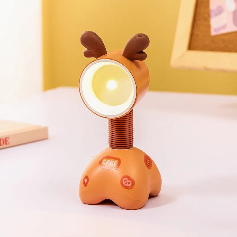 DIY cartoon character small night lamp with adjustable magnetic head in bear design on desk
