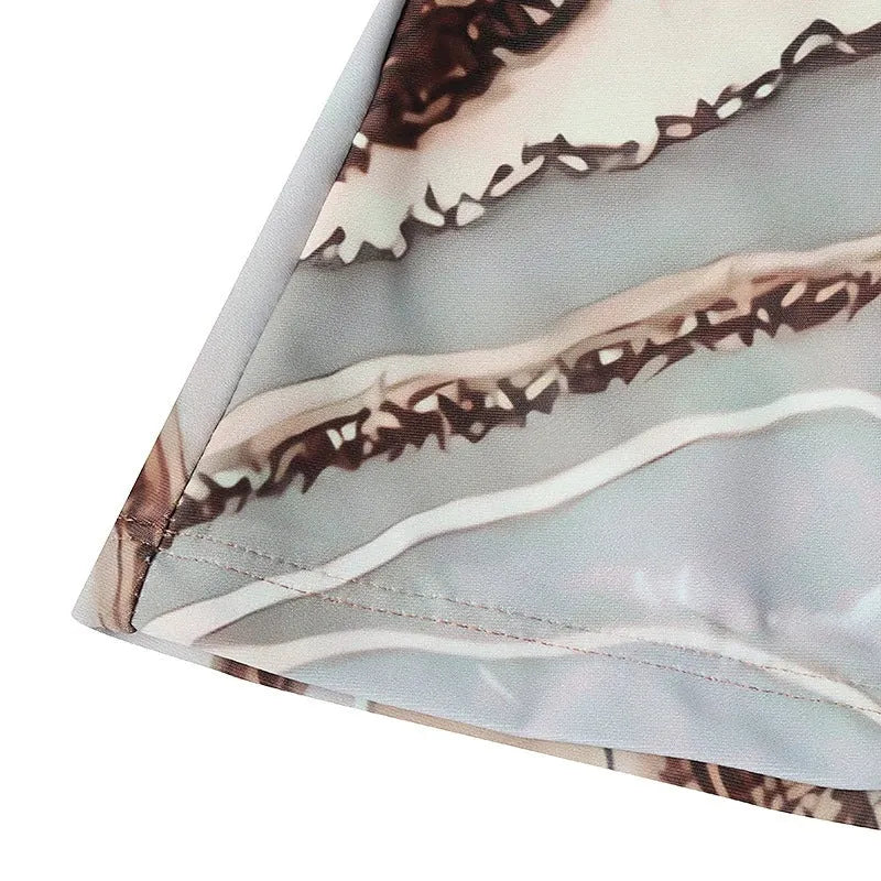 Brown women's bikini swimsuit set showing front and back views