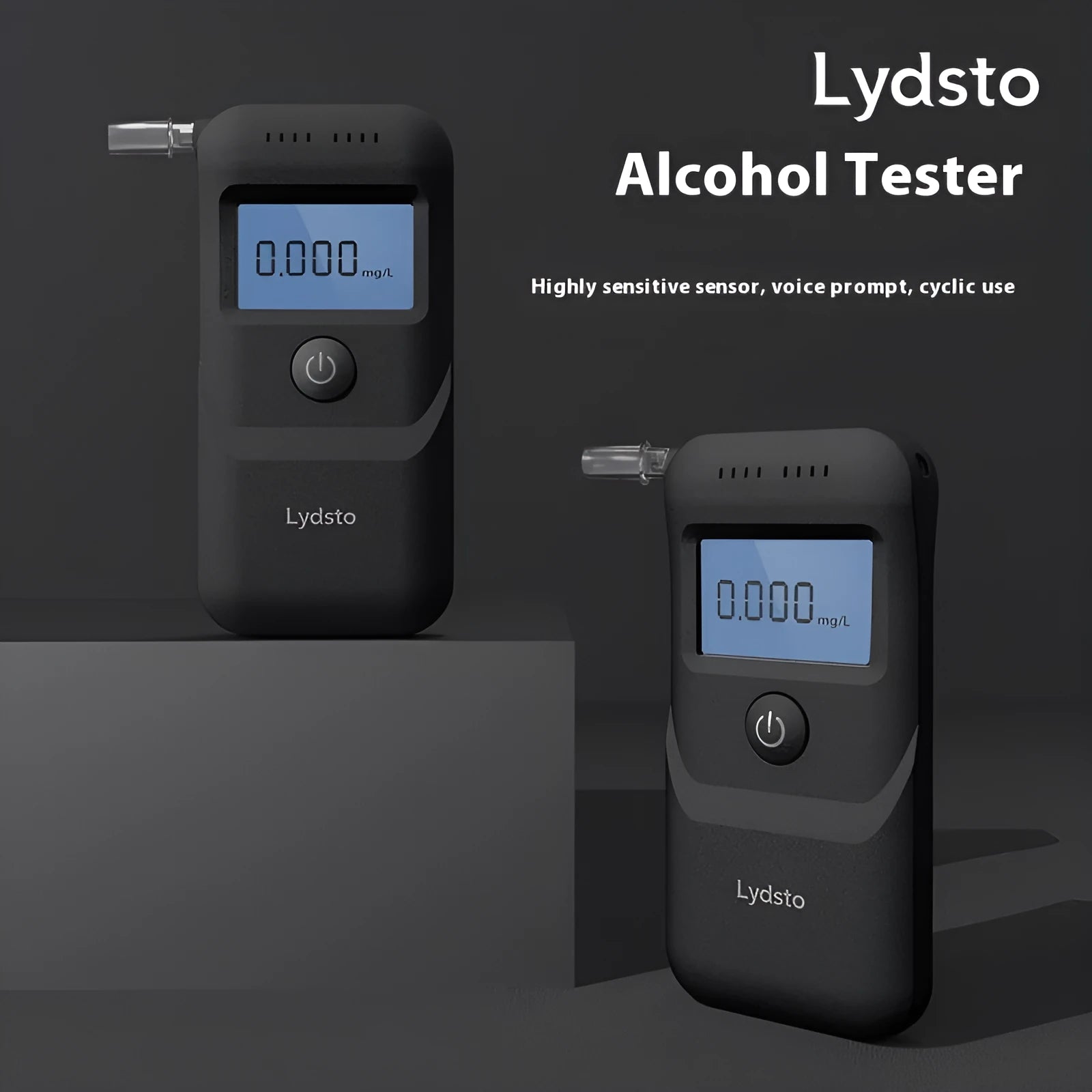 Black household alcohol breath tester unit for personal drunk driving checks.
