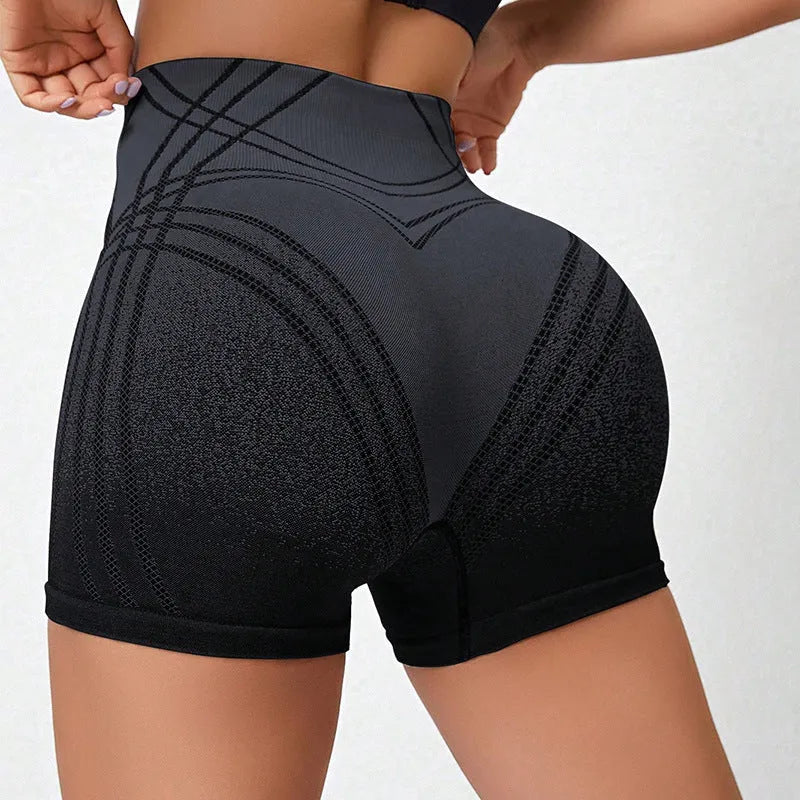 Women's high waisted gradient fitness shorts in brown colour for yoga and running activities