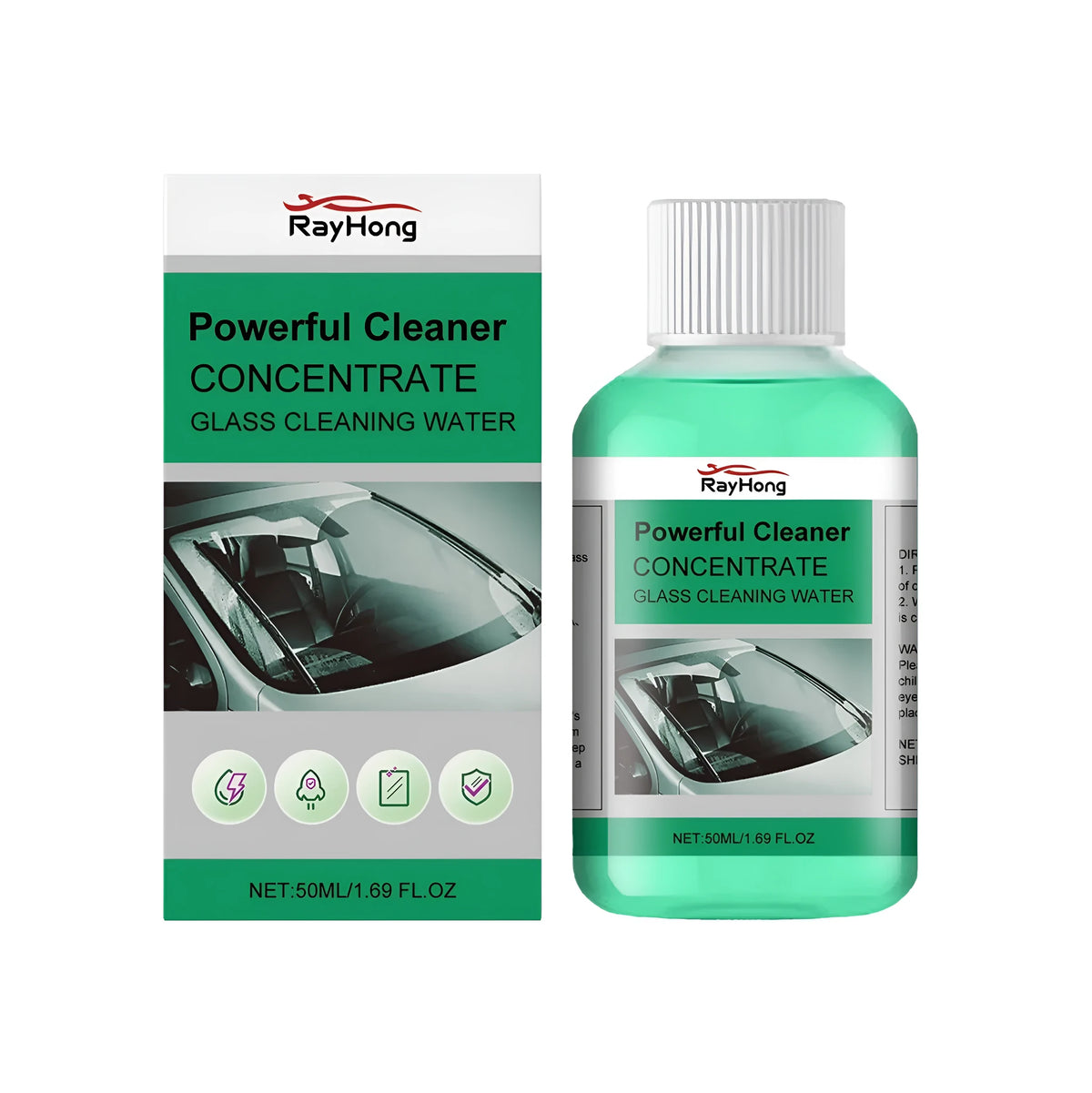 50ml automotive oil film cleaner bottle, 3.7cm x 3.7cm x 7.5cm, for car glass oil film cleaning