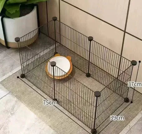 Small dog indoor isolation fence cage with 11 pieces and door, white colour