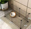 Small dog indoor isolation fence cage with 11 pieces and door, white colour