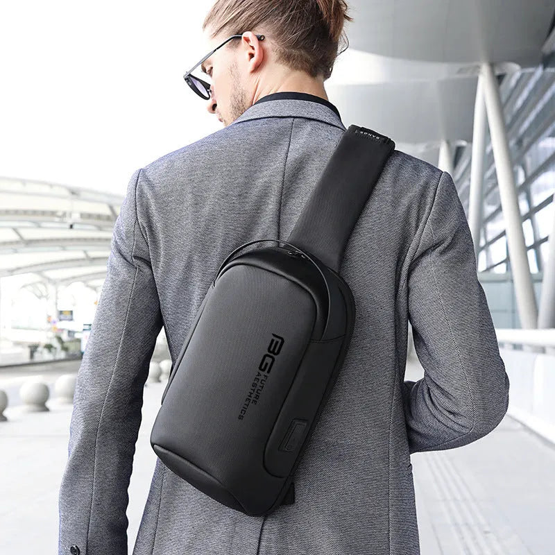 Men's business shoulder bag with USB charging port in Oxford cloth