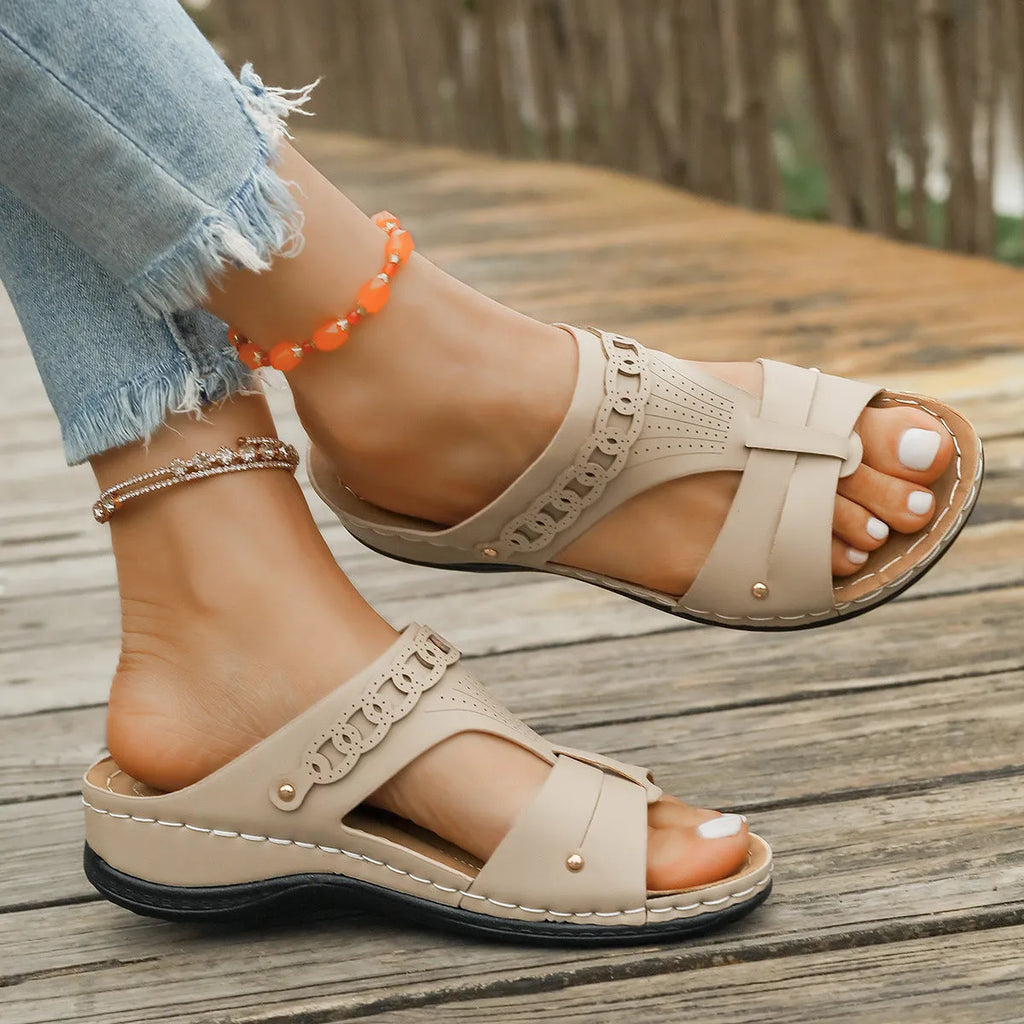 Roman style slippers with slope heel and fish mouth toe holder in multiple colours