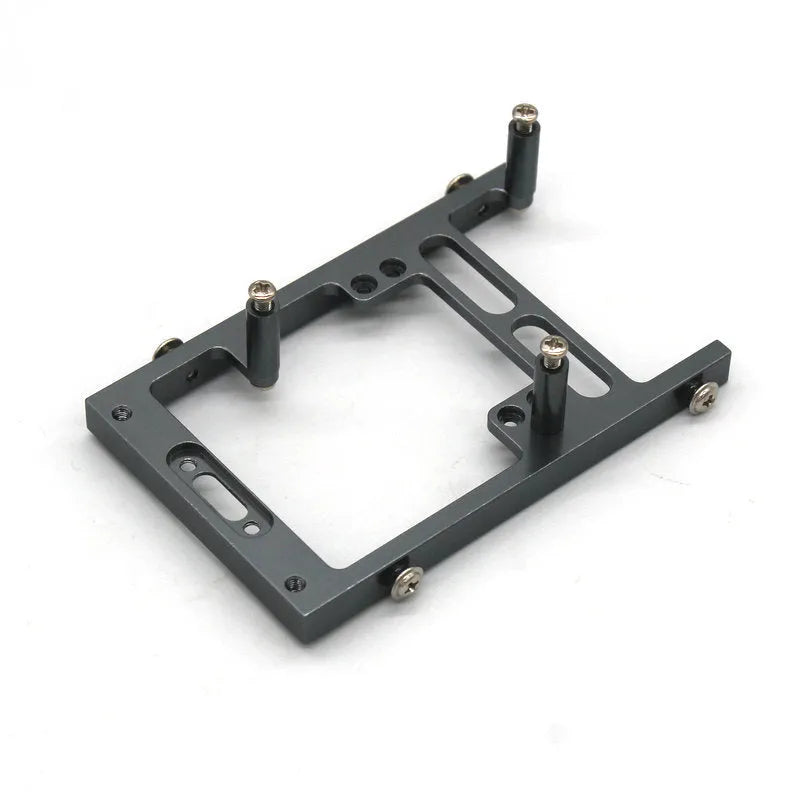 Military RC car metal alloy accessories including front bar, axles, motor box and black tyres