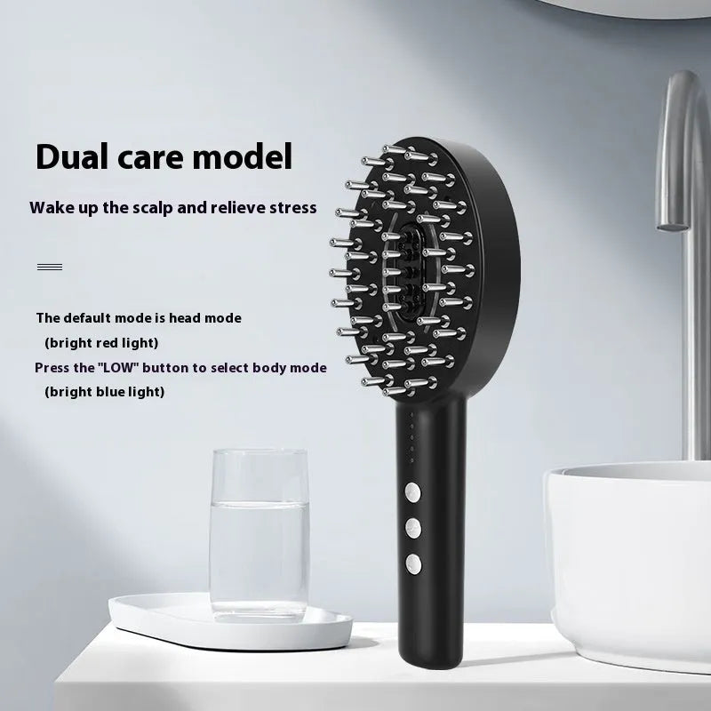 KD3802 Black rechargeable scalp massage device with charging cable