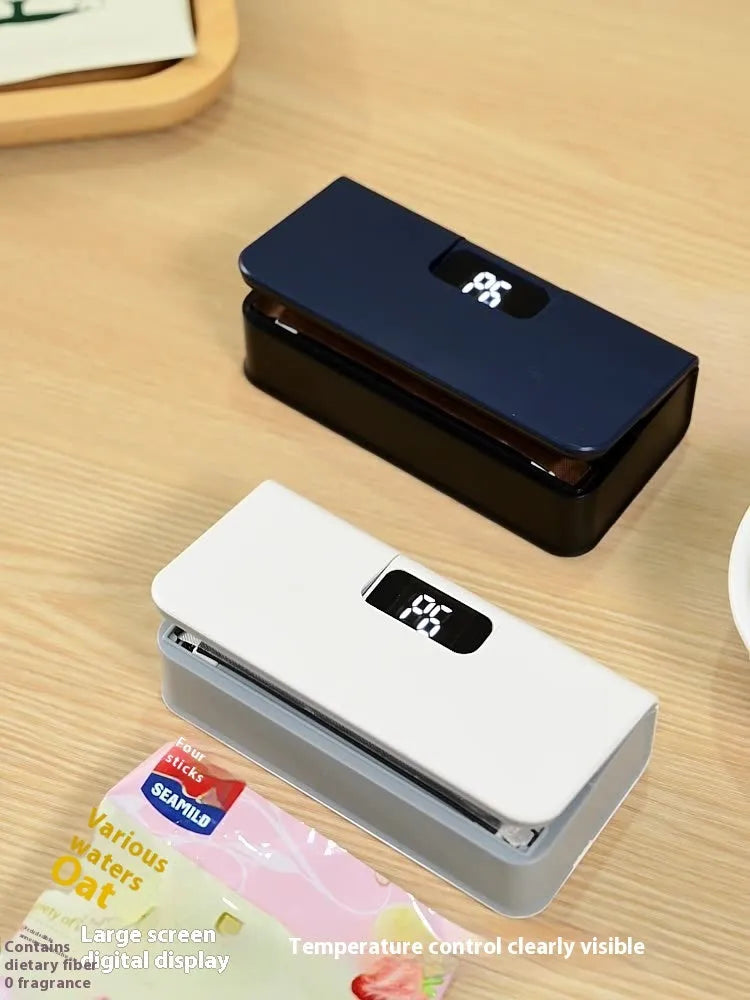 Small white or blue portable hand press heat sealing machine for plastic snack bags