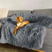 Grey indoor dog bed with Oxford fabric cover and foam filling, raised edges, size S 50x40x15 cm
