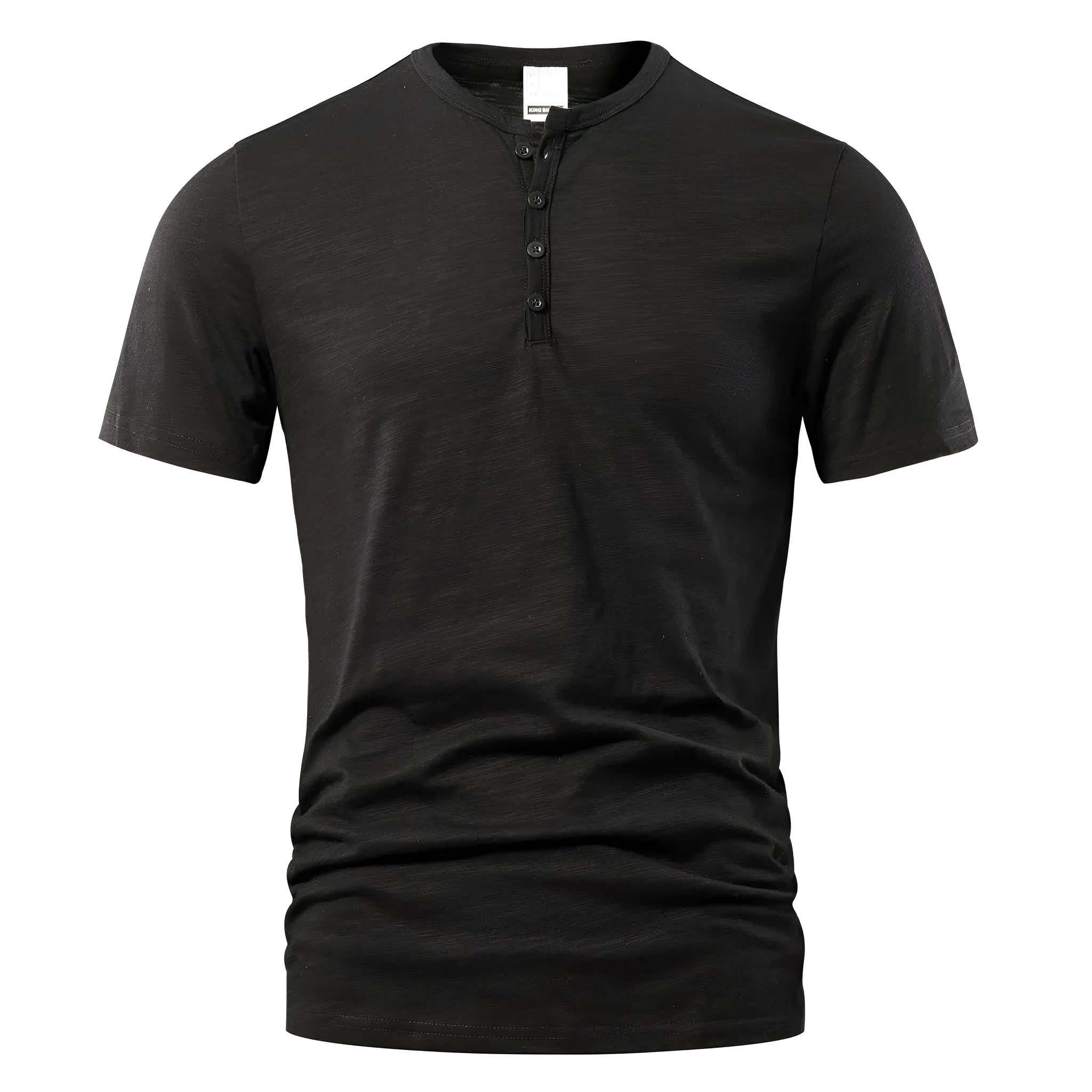 Men's solid colour slub cotton short sleeve T-shirt in British style pullover design.