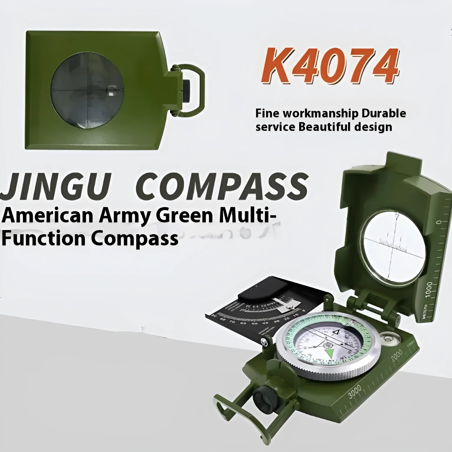 K4074 metal professional compass with hanging rope, measuring 10cm diameter