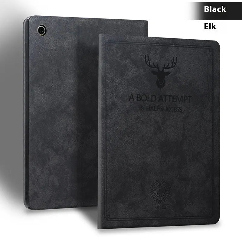 Deer Creative TPU leather clamshell protective case for iPad, shown in dark blue colour.