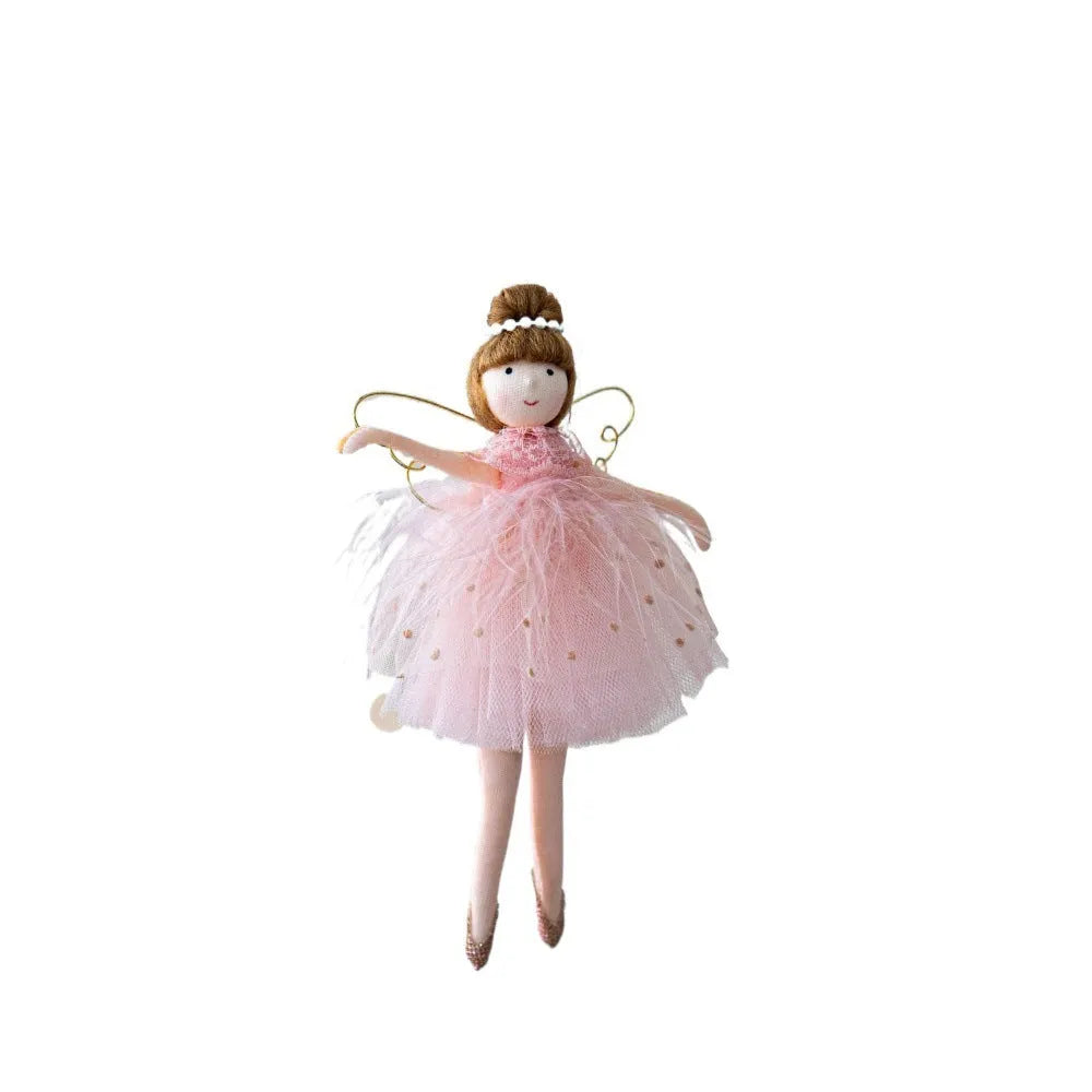 Pink and white plush ballet girl angel doll pendant with cloth fabric