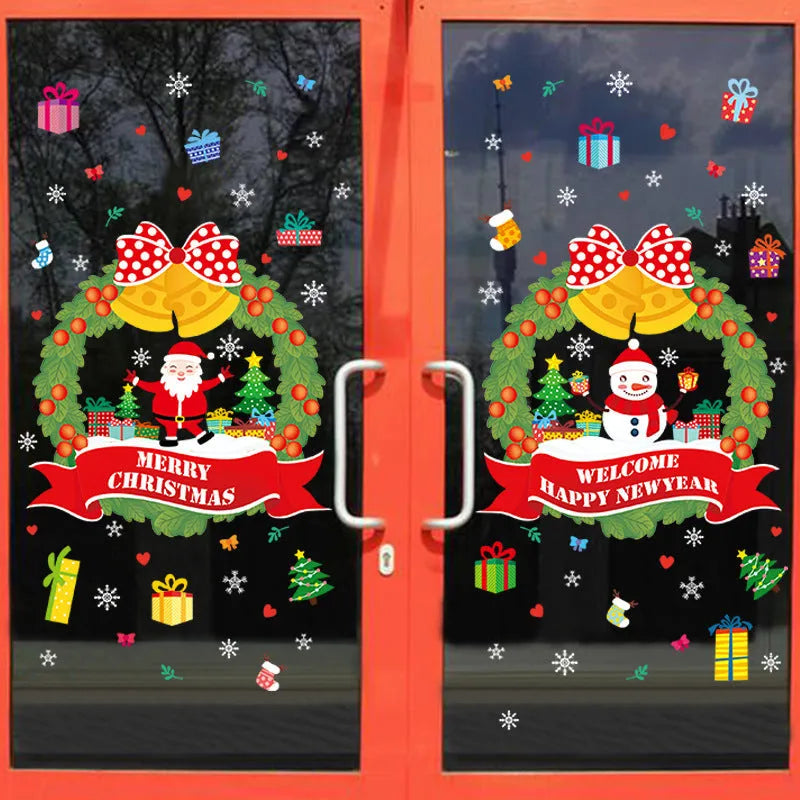 Large colourful cartoon Christmas electrostatic wall sticker for glass windows measuring 60×45cm
