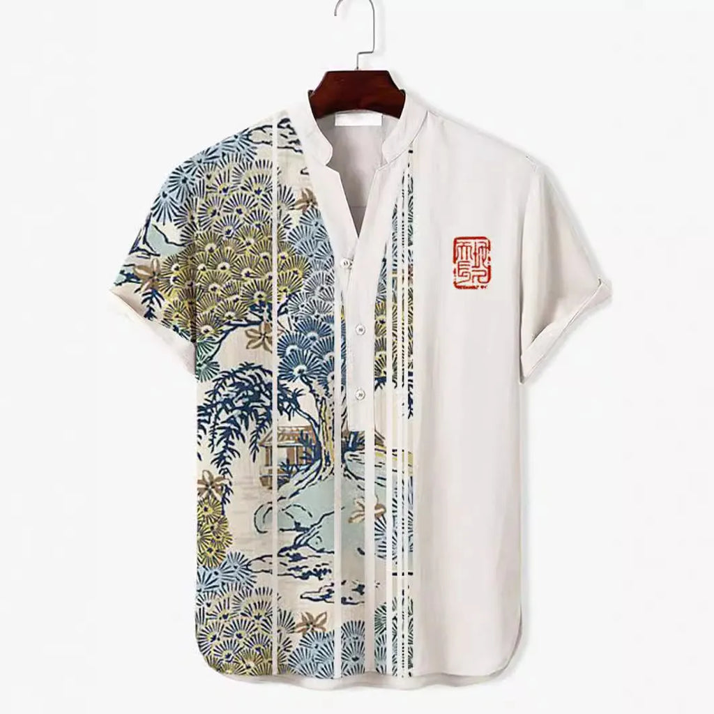 Men's 3D digital animal print short sleeve shirt in polyester fabric available in multiple colours