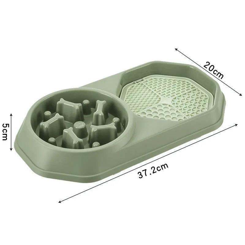 Blue slow feeder dog bowl with puzzle design and non-slip base for small medium dogs