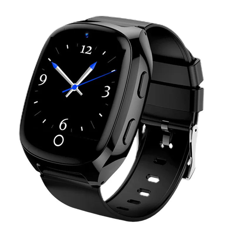 Black GPS tracker smartwatch with 1.54-inch touch screen showing health monitoring interface