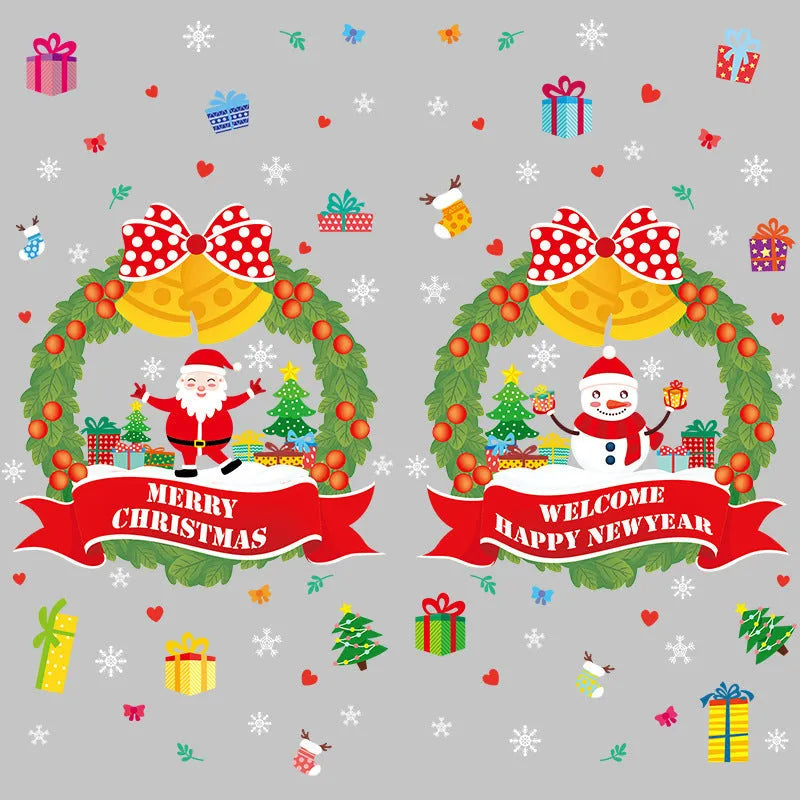 Large colourful cartoon Christmas electrostatic wall sticker for glass windows measuring 60×45cm