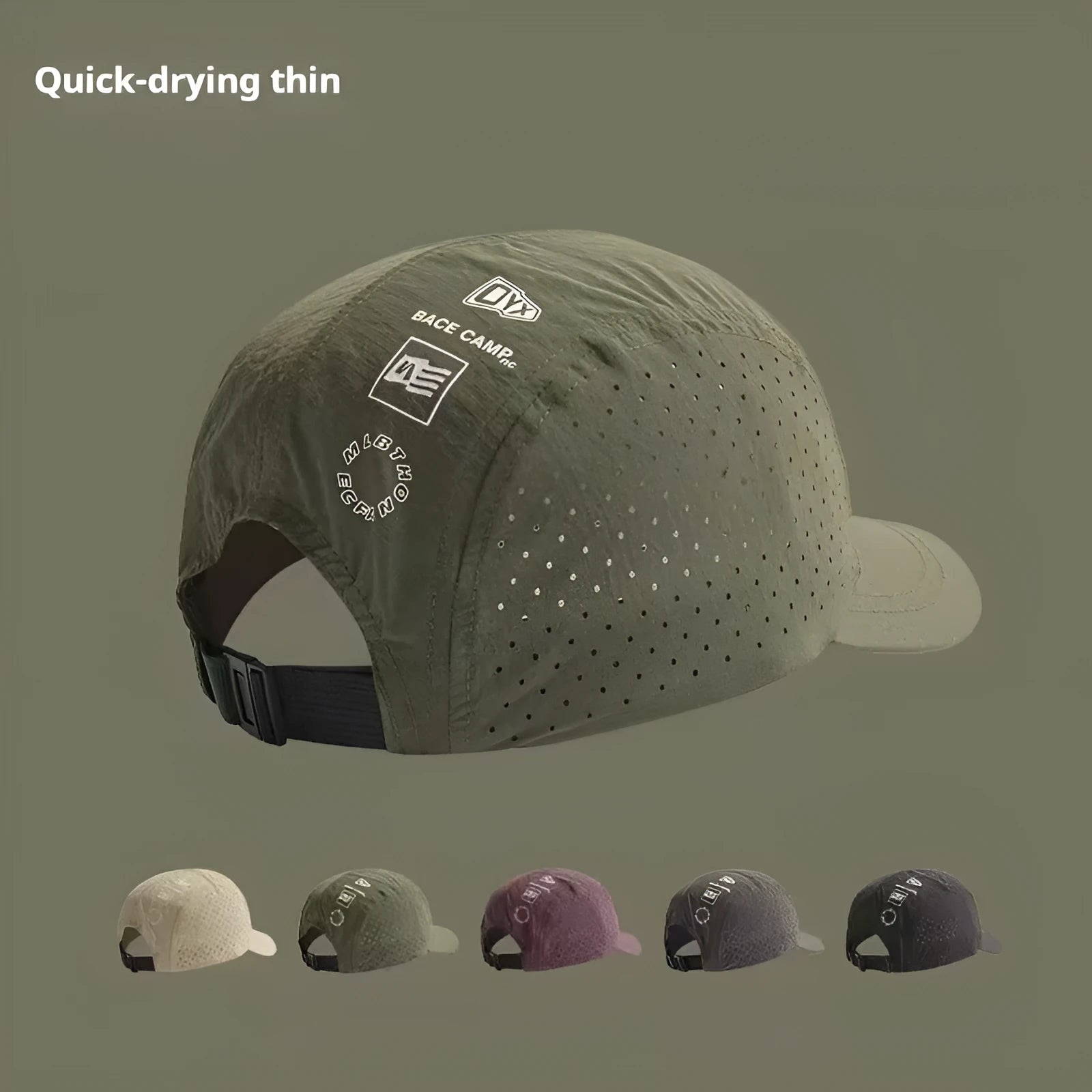Men's adjustable baseball cap with mesh design in purple, showing dome crown and adjustable strap