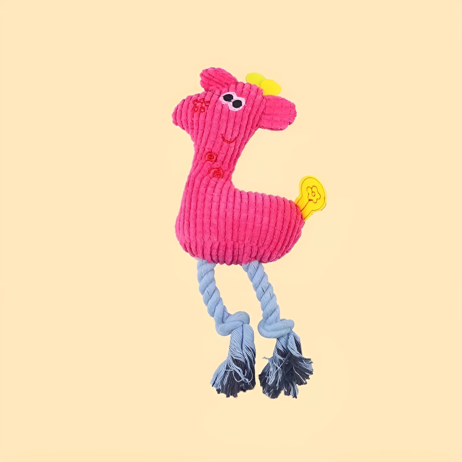 Blue deer shaped plush dog toy with sound feature and corn grain texture