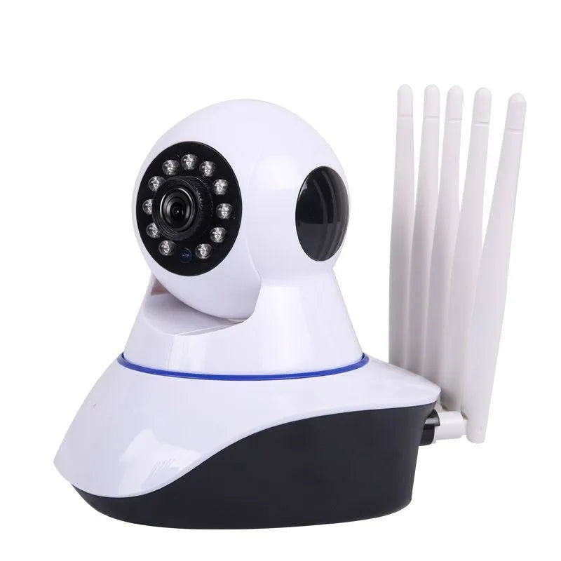 White wireless dome security camera on a stand with a 3.6mm lens.