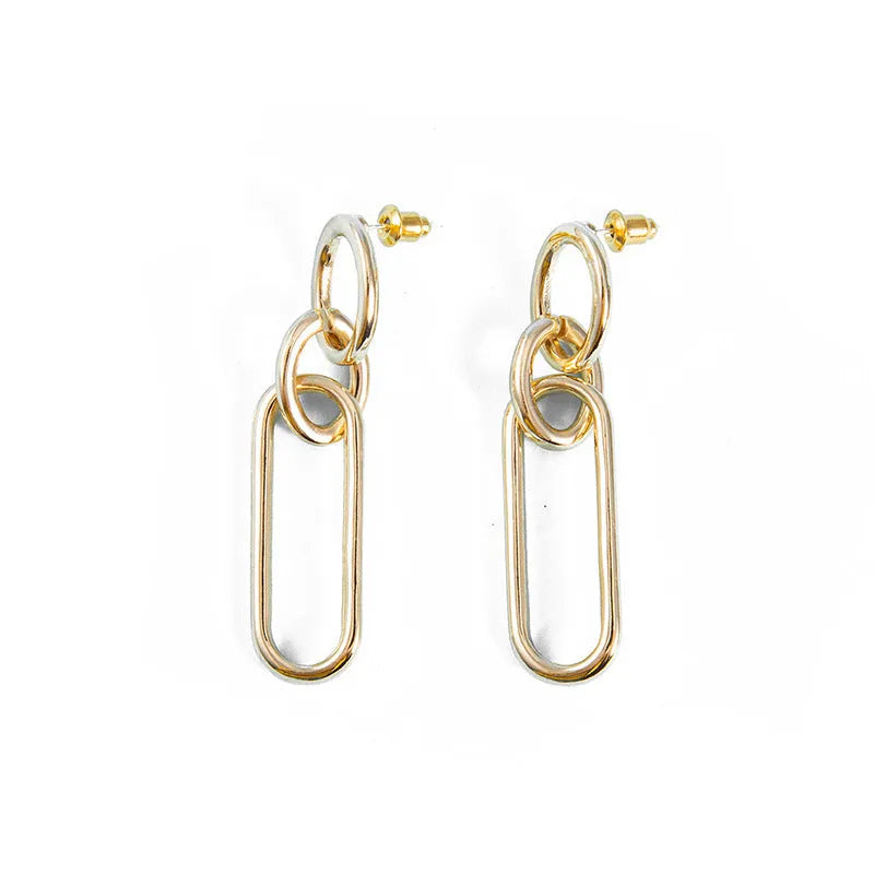 Geometric sterling silver needle colour hoop earrings with ring and line design on alloy base