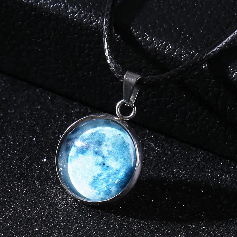Luminous constellation design alloy pendant necklace on a chain with an extension.
