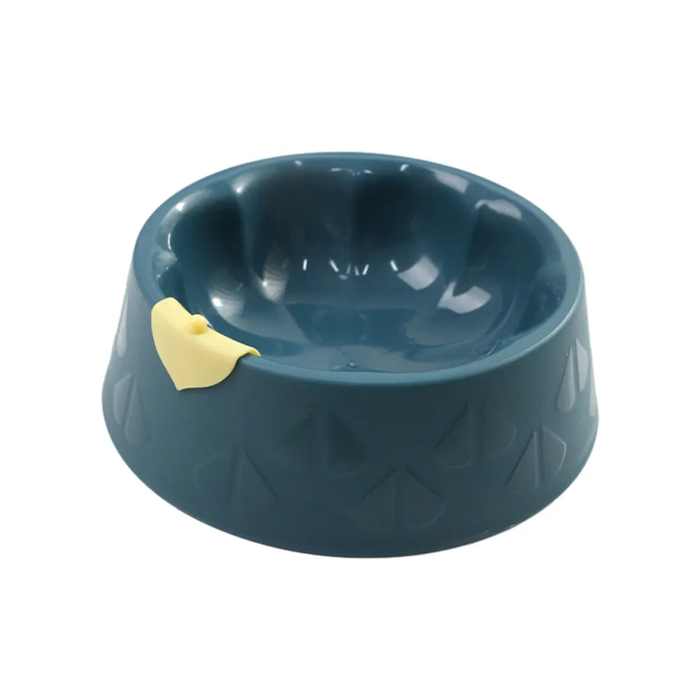 Plastic double pet bowl for cats and small dogs in flower-shaped design