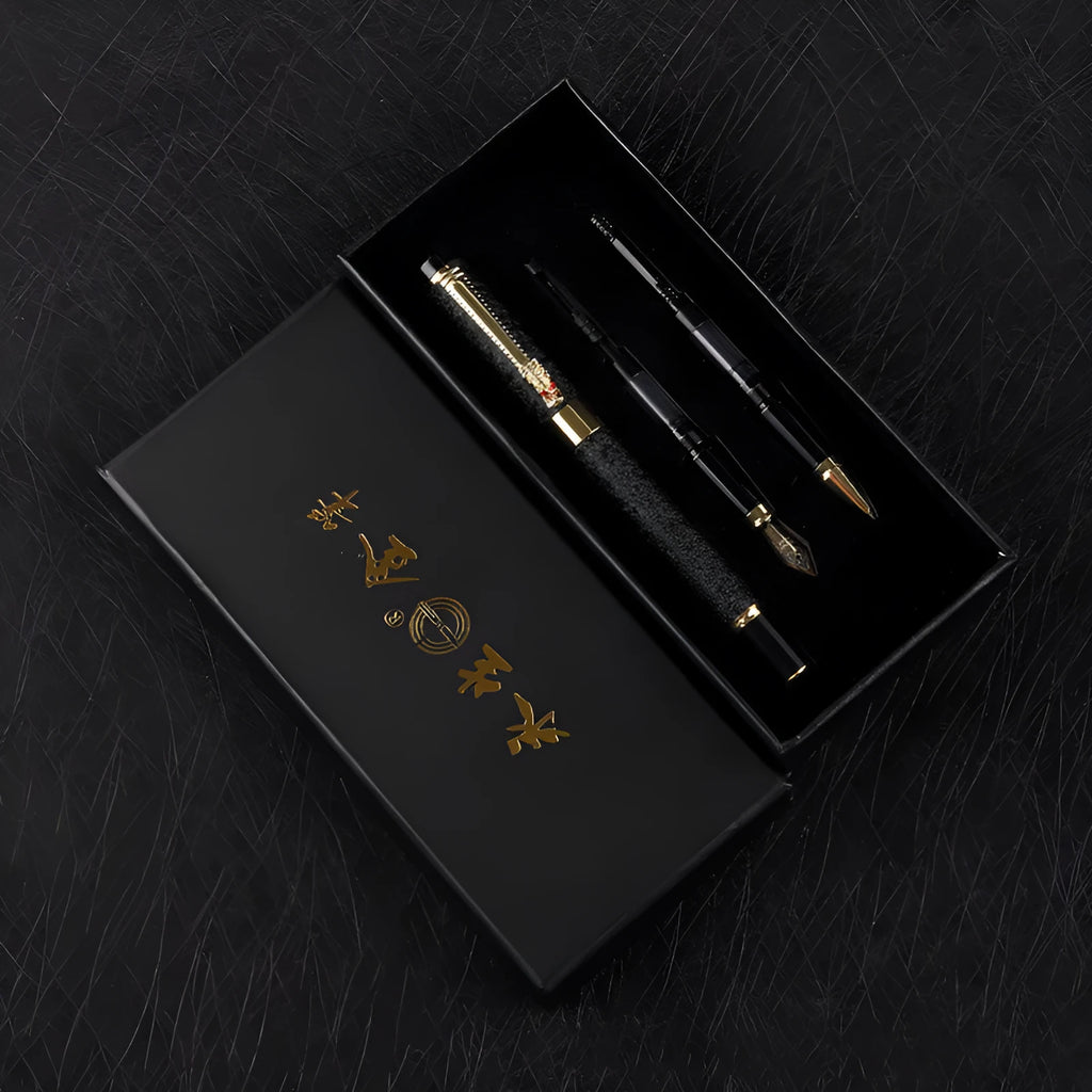 Immortal metal fountain pen with iridium nib in white colour, fine tip 0.5mm
