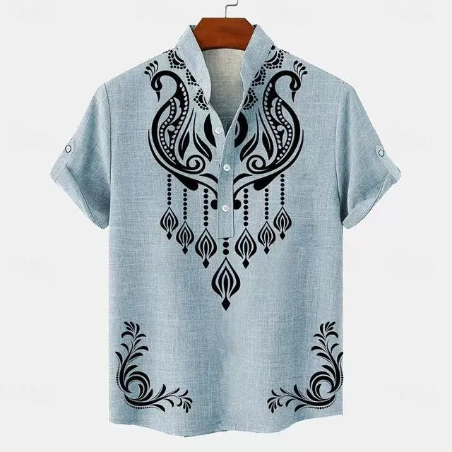 Men's striped casual shirt with personalised buttons in loose fit polyester fabric