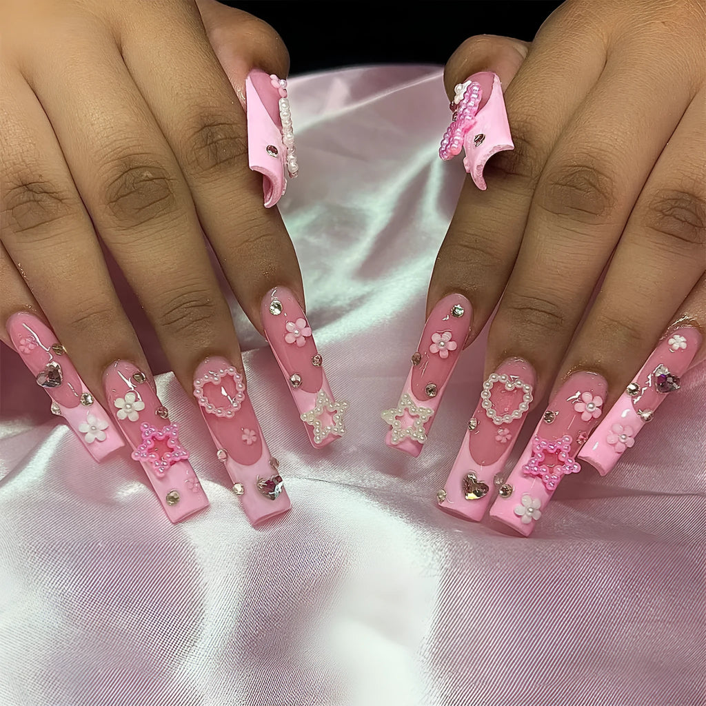 French spot drill bow nail set with super long water pipe design in colour XB-70-48