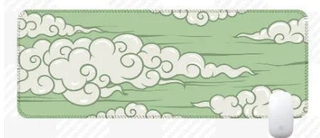 Large Japanese-style desk mat with geometric pattern on natural rubber non-slip base