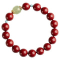 Purple gold sand cinnabar and Hetian jade bead bracelet in geometric ellipse shape.